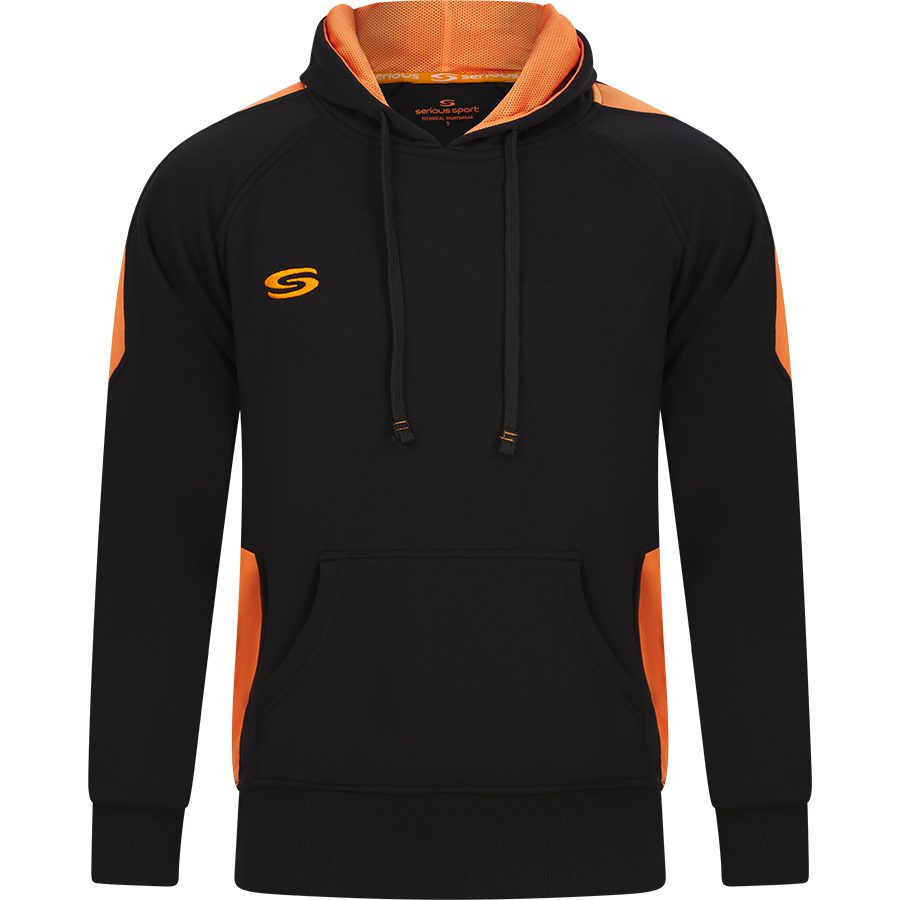 SS Core Leisure Hoodie Black Orange Serious Sport