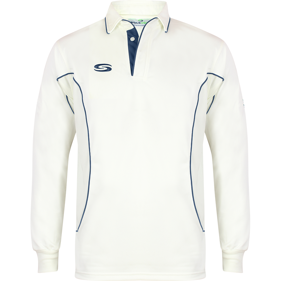 SC Elite Cricket Match Shirt Long Sleeve Navy Trim | Serious Cricket